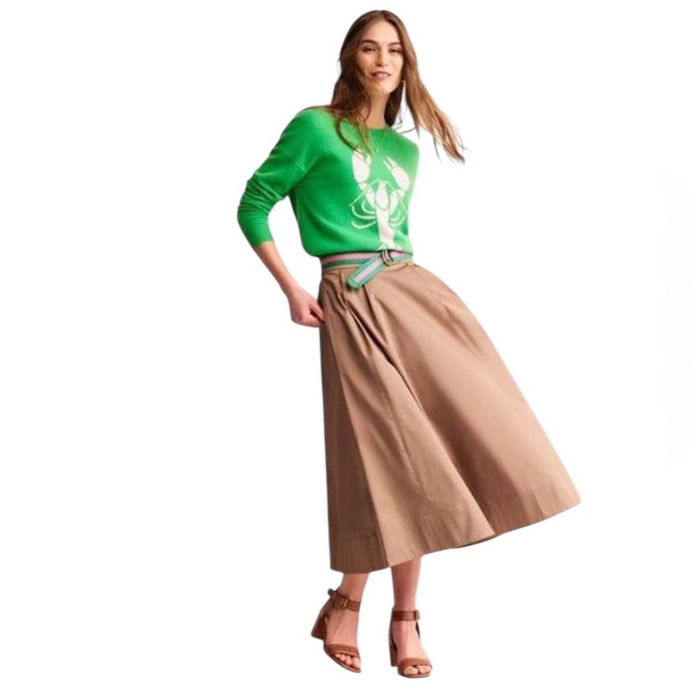 Boden NWT Isabella Cotton Sateen Midi Skirt Brown Tan Size 20 - 22
